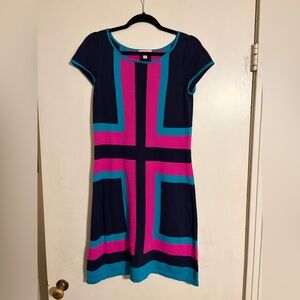 Lilly Pulitzer Navy Dress with Pink & Teal Geometric Panels